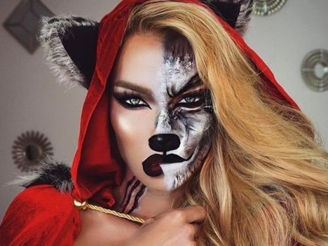 Metade lobo e chapeuzinho vermelho
